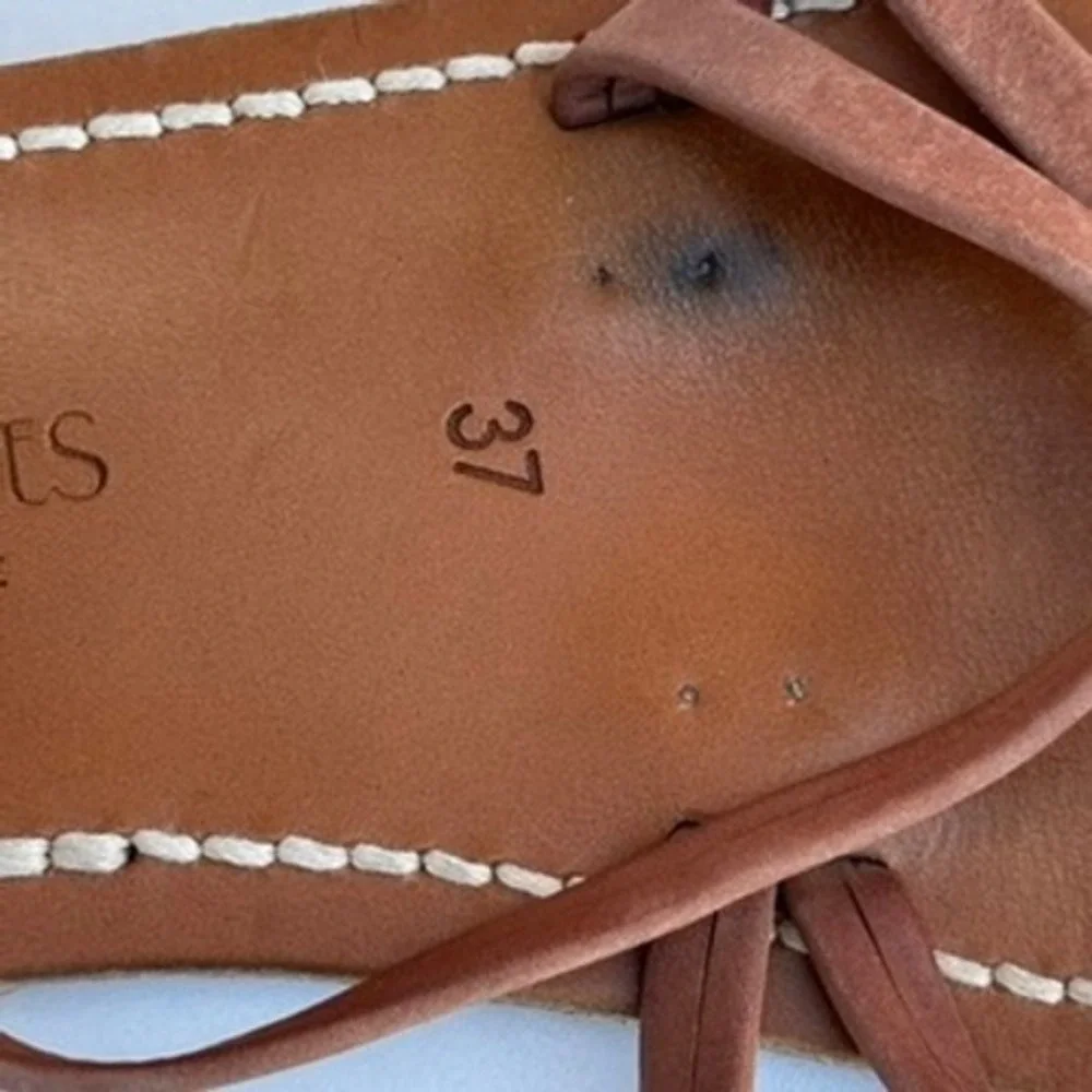 K.Jacques Saint-Tropez Epicure Leather Gladiator Sandals Brown Womens 37 Flat